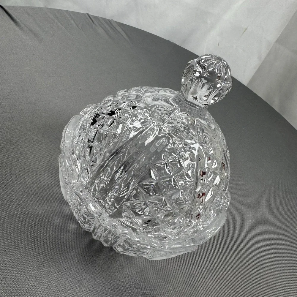 Vintage Cut Lead Crystal Candy Dish with Lid – Frosted Roses‎ 